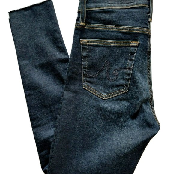 AG Farrah High Rise Skinny Crop Raw Hem Jean in 2 Years Beginning, Dark - Picture 8 of 9